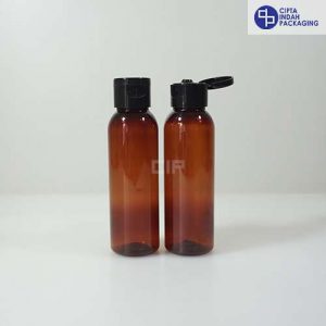 Botol Pet Amber 100 ml-Fliptop Hitam
