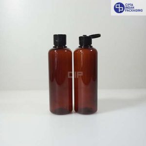 Botol Pet Amber 250 ml-Fliptop Hitam